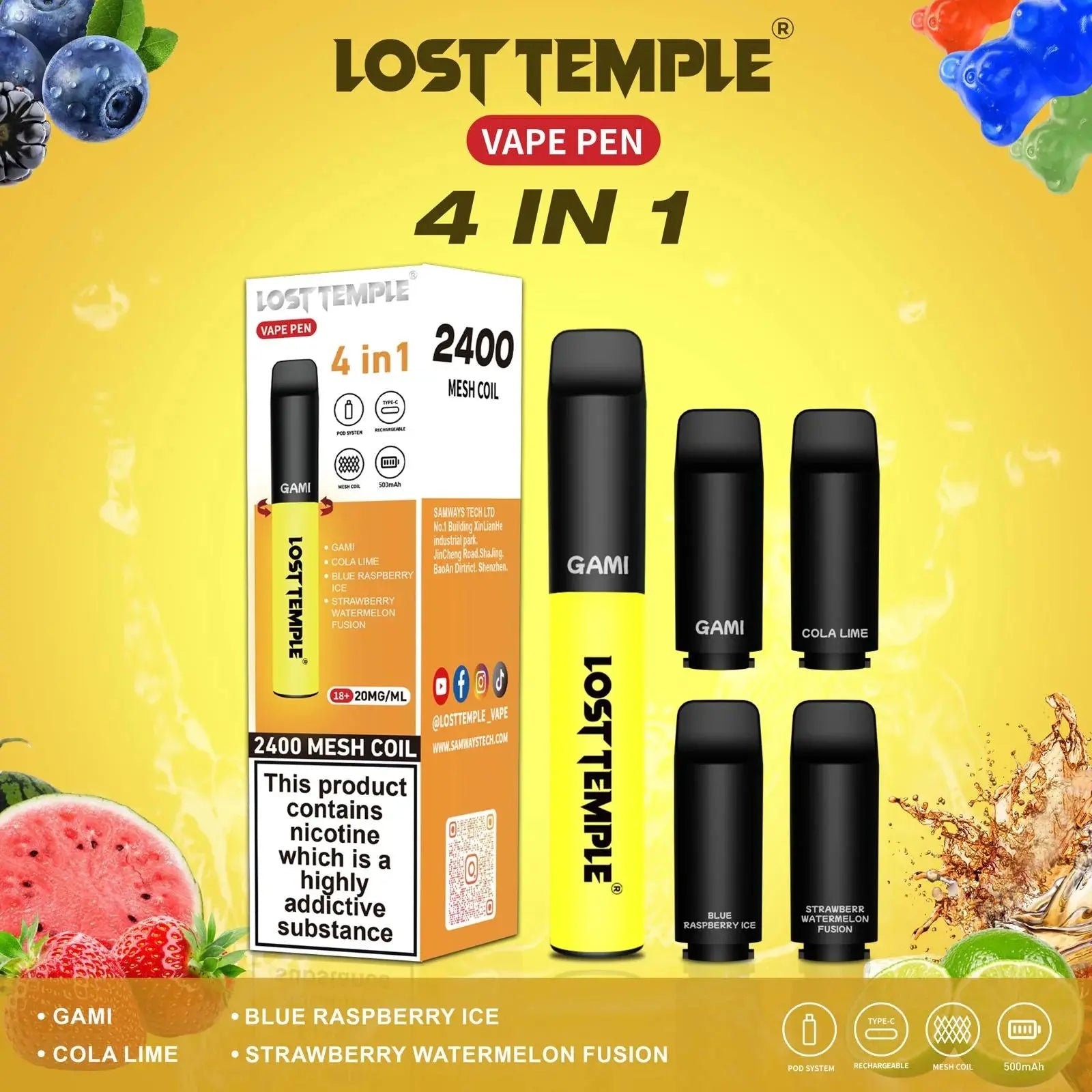 4 in 1 Lost temple 2400 Disposable Vape Vape Mart UK