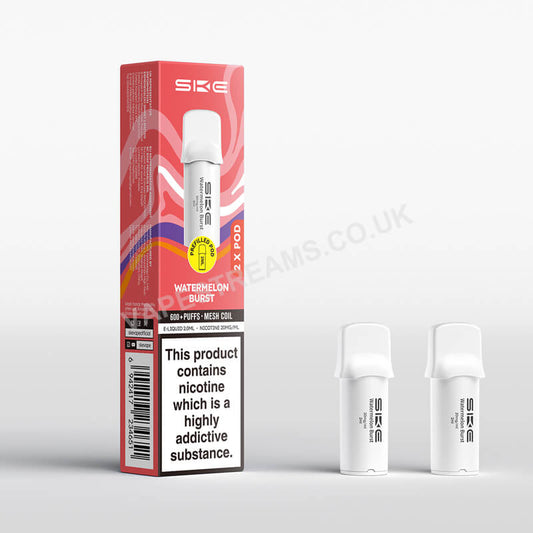 SKE Crystal Vape Pro 600 Prefilled Pods Compliant Post June 1st  WATERMELON BURST