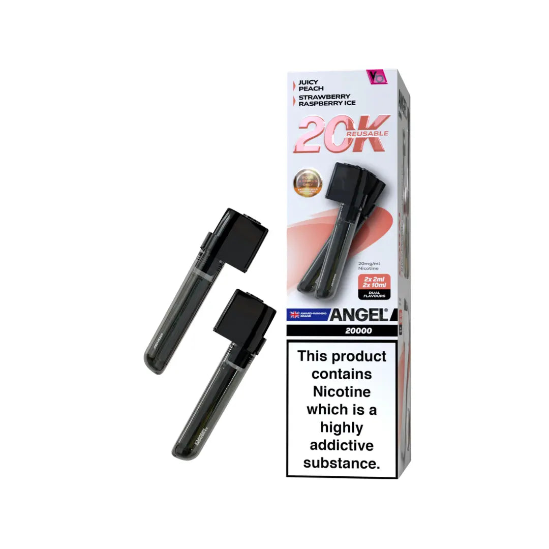 Angel 20K PUFF Pods 2x (2ml pod+ 10ml refill) Coral Edition (Juicy Peach, Strawberry Raspberry Ice)