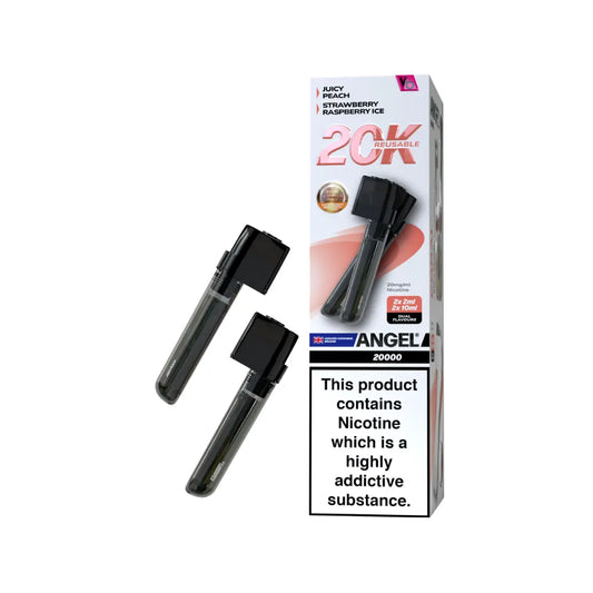Angel 20K PUFF Pods 2x (2ml pod+ 10ml refill)  Coral Edition (Juicy Peach, Strawberry Raspberry Ice)