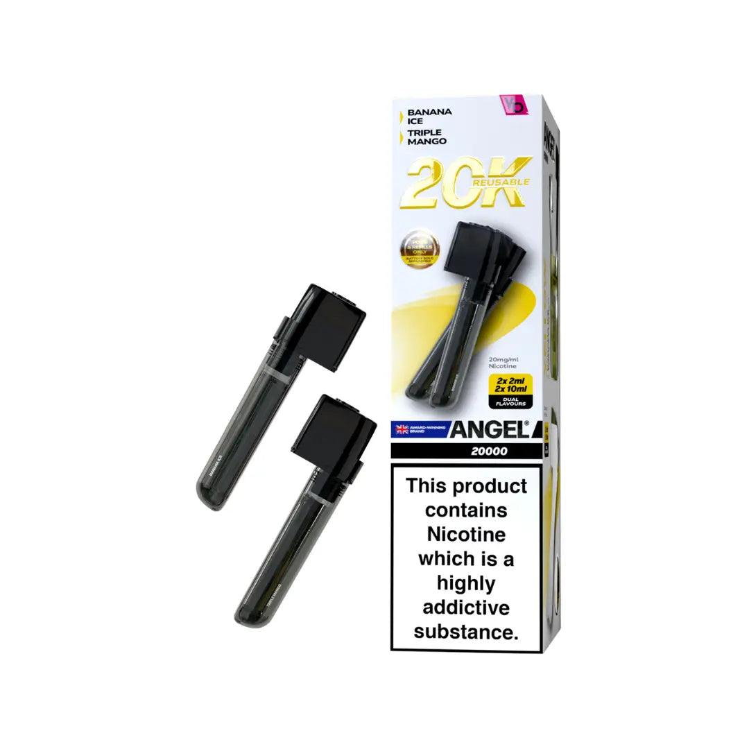 Angel 20K PUFF Pods 2x (2ml pod+ 10ml refill) Yellow Edition (Banana Ice, Triple Mango)