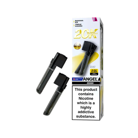Angel 20K PUFF Pods 2x (2ml pod+ 10ml refill)  Yellow Edition (Banana Ice, Triple Mango)
