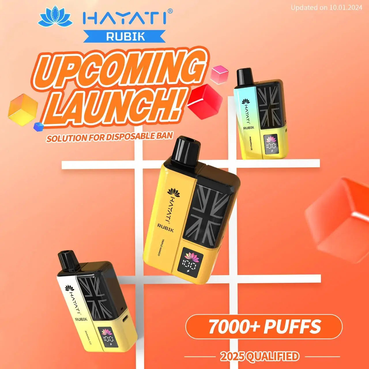 Hayati Rubik 7000 Disposable Vape Box of 10 HayatiNot Found Vape wholesale supplies