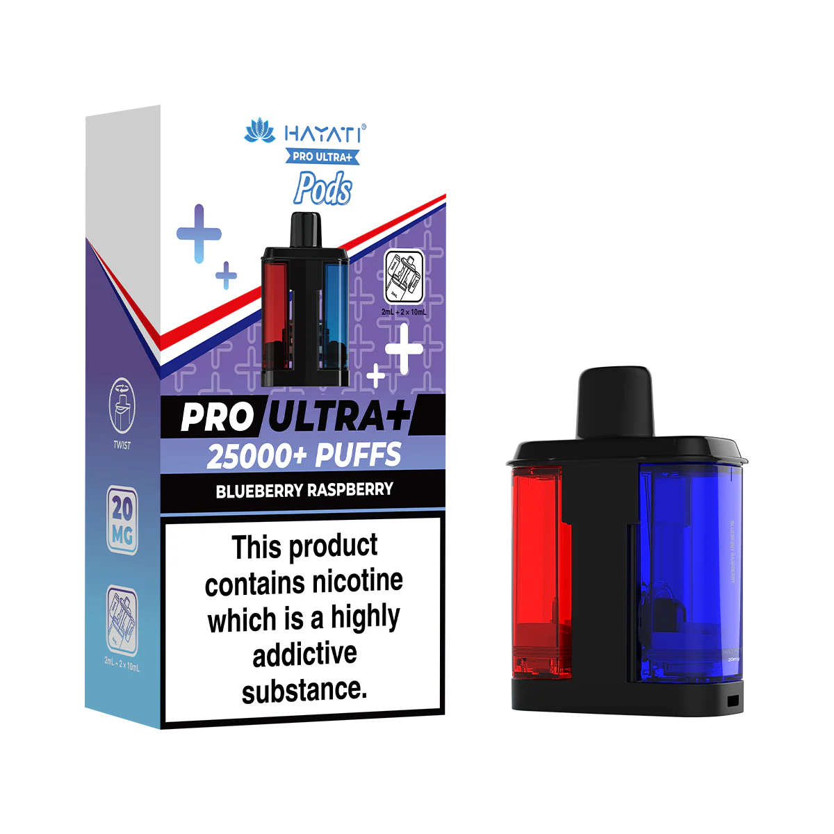 Hayati Pro Ultra+ 25K Pods Compliant Post June 1st Blueberry Raspberry