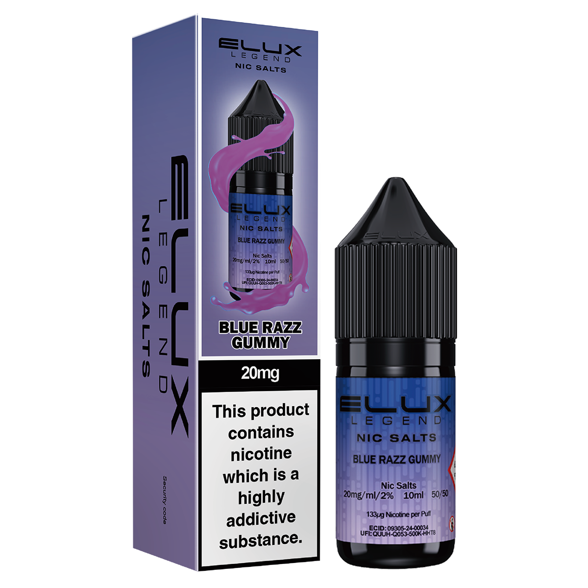 Elux Legend Nic Salts 10mg - Blue Razz Gummy