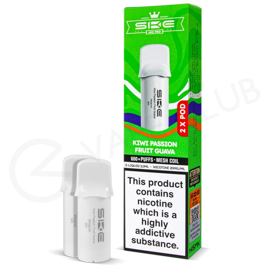 SKE Crystal Vape Pro 600 Prefilled Pods Compliant Post June 1st  KIWI PASSION FRUIT GUAVA