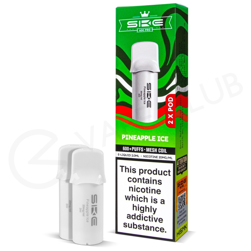 SKE Crystal Vape Pro 600 Prefilled Pods Compliant Post June 1st PINEAPPLE ICE