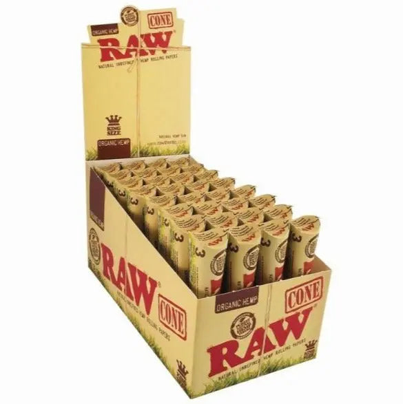 Organic Hemp Raw Cone Natural Unrefined Hemp Rolling Papers - 3 Pack - King size - Natural Hemp Gum - 96 Cones Per Box Vape wholesale supplies