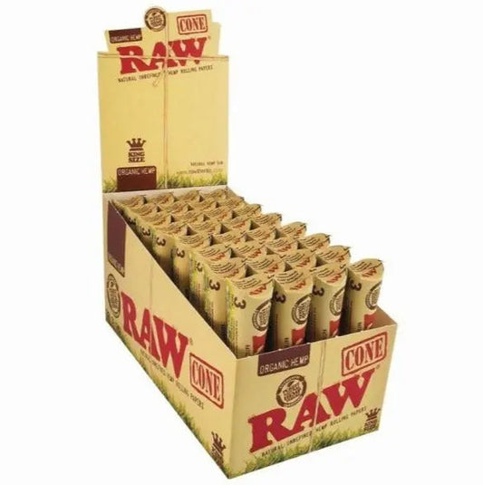 Organic Hemp Raw Cone Natural Unrefined Hemp Rolling Papers - 3 Pack - King size - Natural Hemp Gum - 96 Cones Per Box Vape wholesale supplies