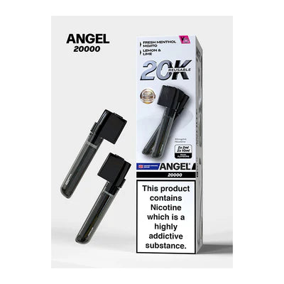 Angel 20K PUFF Pods 2x (2ml pod+ 10ml refill)  White Edition (Fresh Menthol Mojito, Lemon & Lime)