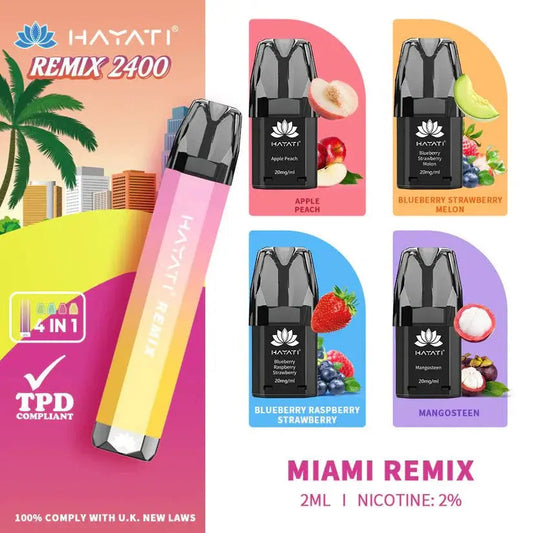 Hayati Remix 2400 Puffs 4 in 1 Disposable Vape Pod Kit Vape Mart Uk